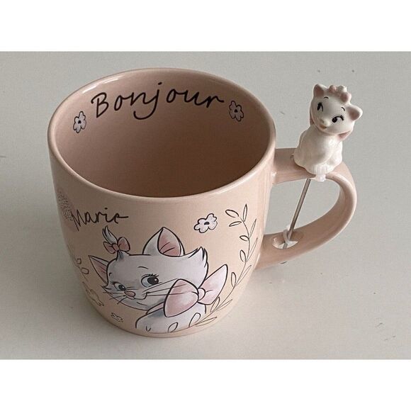 Disney The Aristocats Bonjour Marie Cat Kitten Mug With Stirrer Stir Wand NEW - Picture 4 of 8